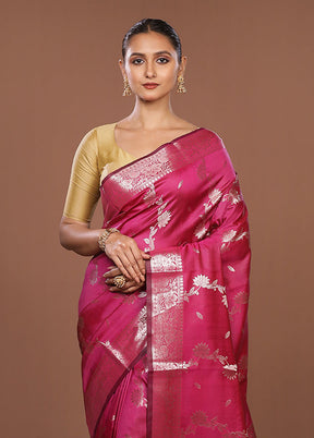 Pink Dupion Silk Saree With Blouse Piece