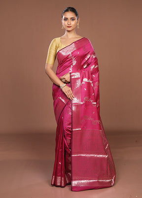 Pink Dupion Silk Saree With Blouse Piece