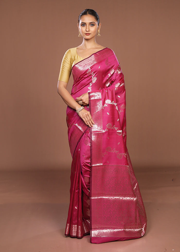 Pink Dupion Silk Saree With Blouse Piece