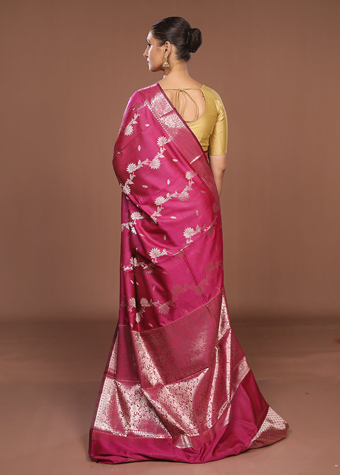 Pink Dupion Silk Saree With Blouse Piece