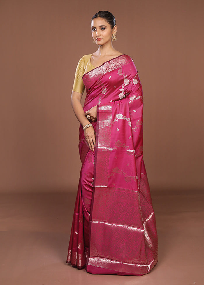 Pink Dupion Silk Saree With Blouse Piece