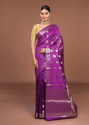Purple Dupion Silk Saree With Blouse Piece
