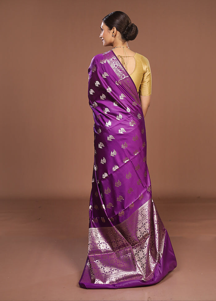 Purple Dupion Silk Saree With Blouse Piece