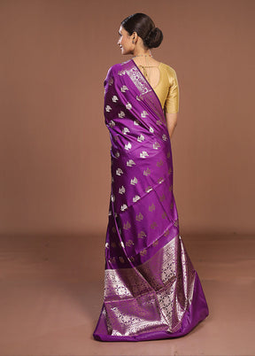 Purple Dupion Silk Saree With Blouse Piece
