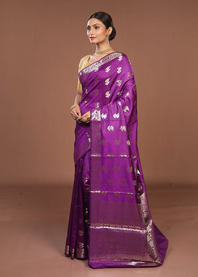 Purple Dupion Silk Saree With Blouse Piece