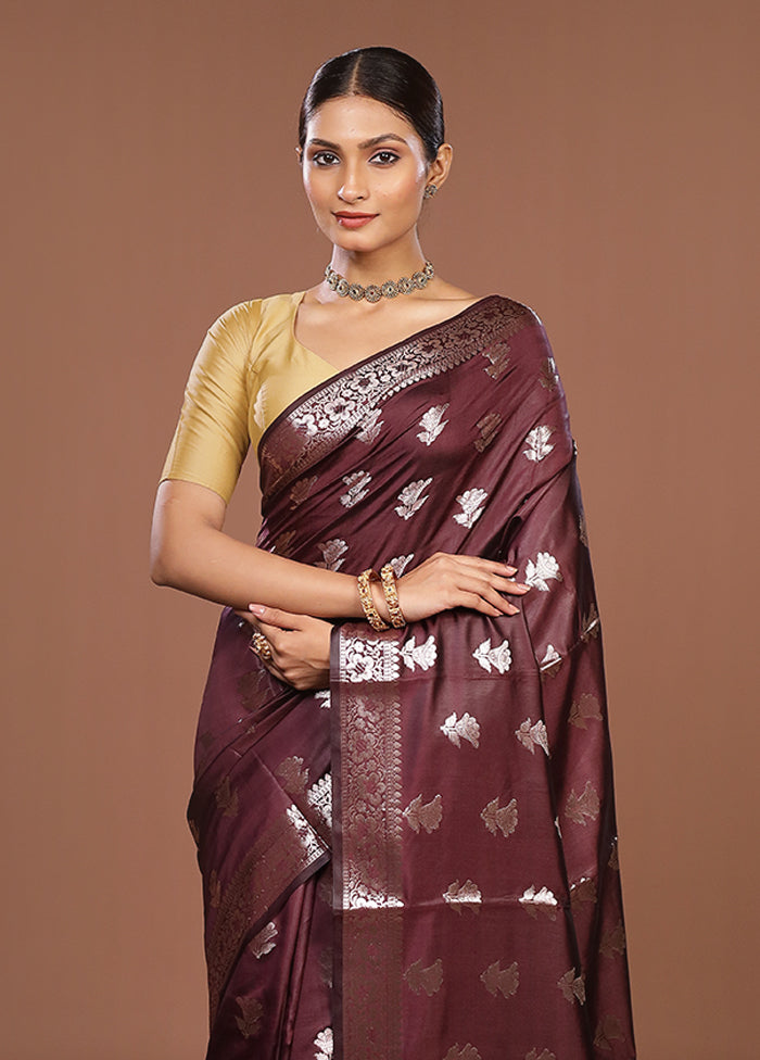 Purple Dupion Silk Saree With Blouse Piece