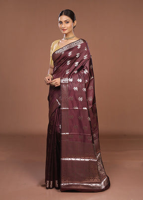 Purple Dupion Silk Saree With Blouse Piece