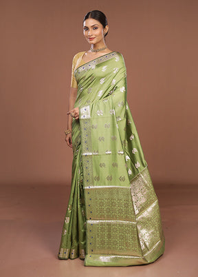 Green Dupion Silk Saree With Blouse Piece