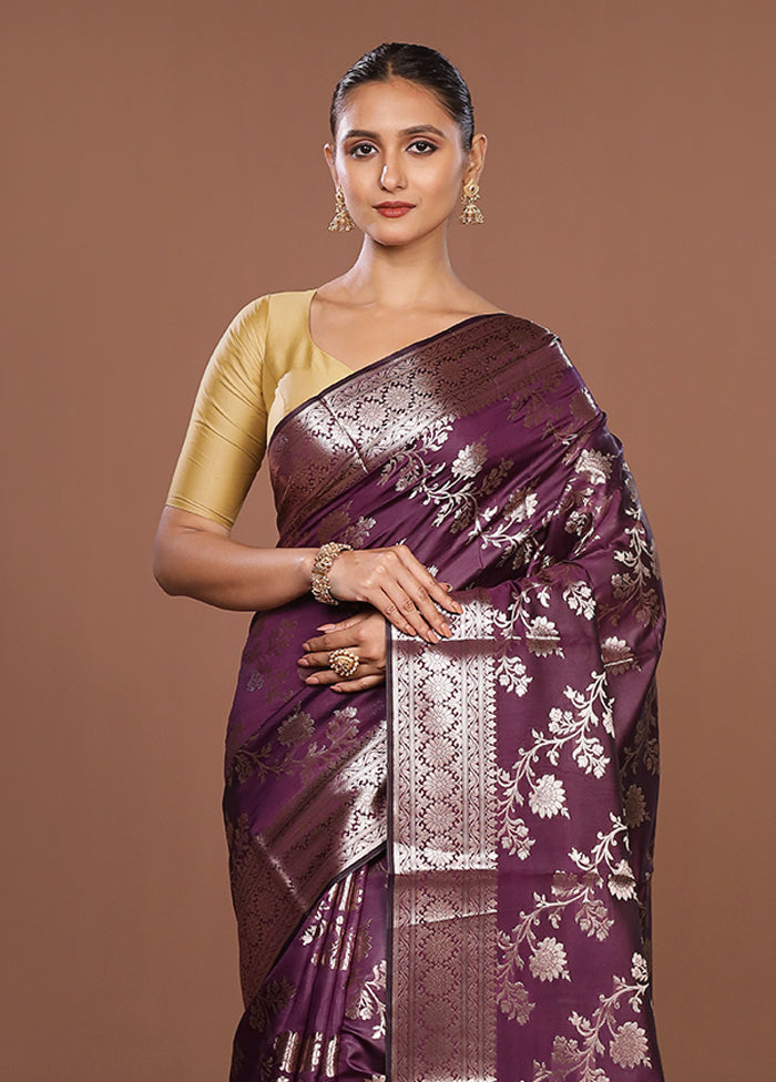 Maroon Dupion Silk Saree With Blouse Piece