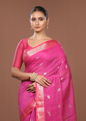 Purple Cotton Saree With Blouse Piece