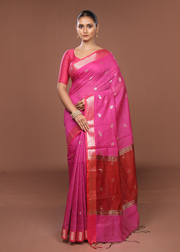 Purple Cotton Saree With Blouse Piece