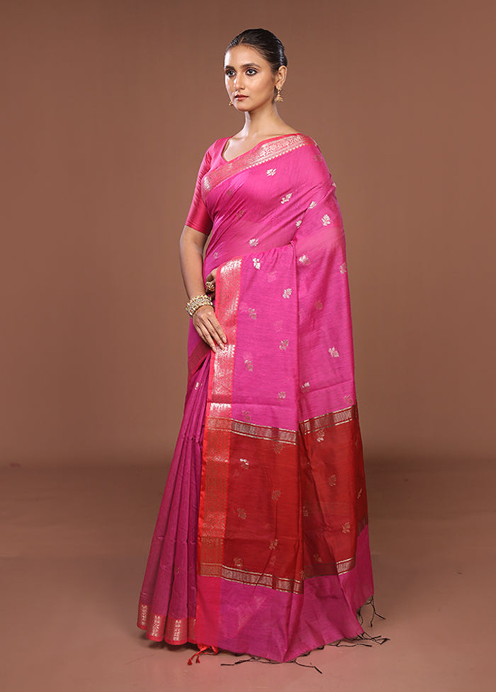 Purple Cotton Saree With Blouse Piece