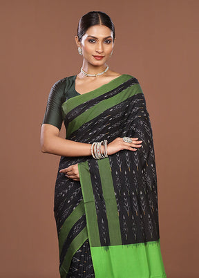 Black Ikkat Cotton Saree Without Blouse Piece