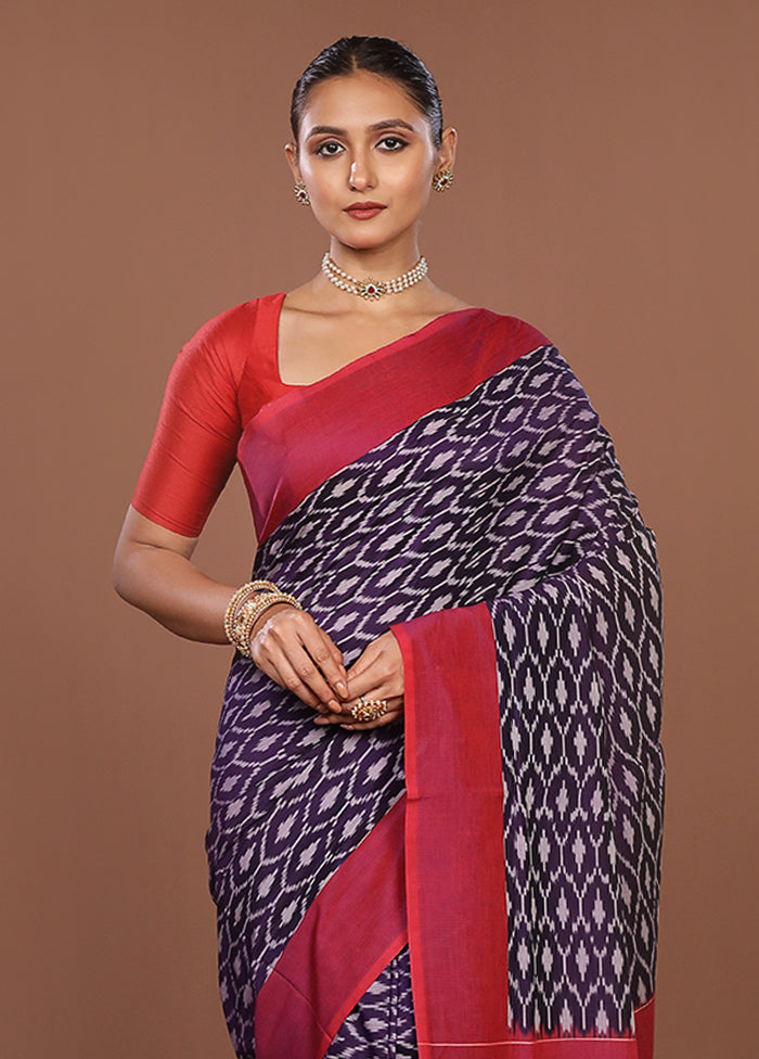 Blue Ikkat Silk Saree Without Blouse Piece