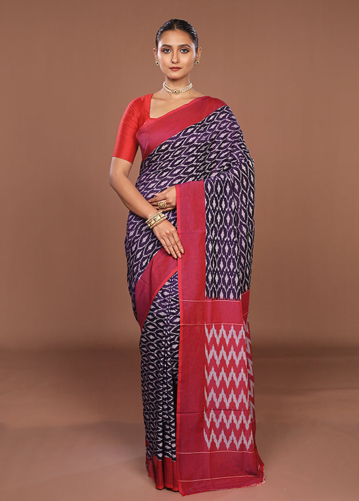 Blue Ikkat Silk Saree Without Blouse Piece