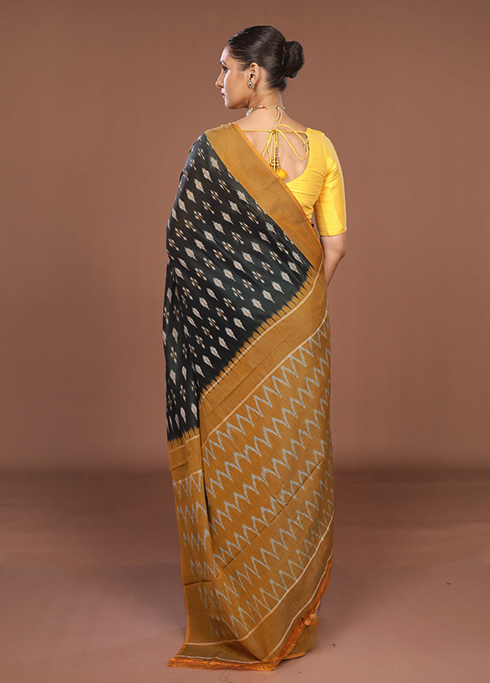 Black Ikkat Cotton Saree Without Blouse Piece