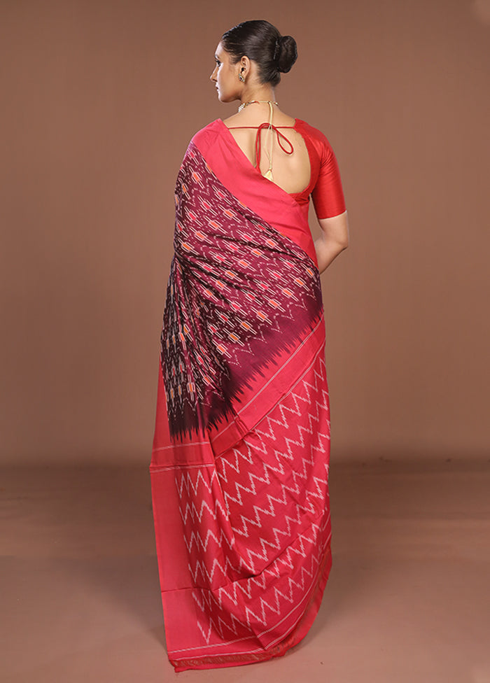 Pink Ikkat Cotton Saree Without Blouse Piece