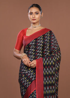 Black Ikkat Cotton Saree Without Blouse Piece