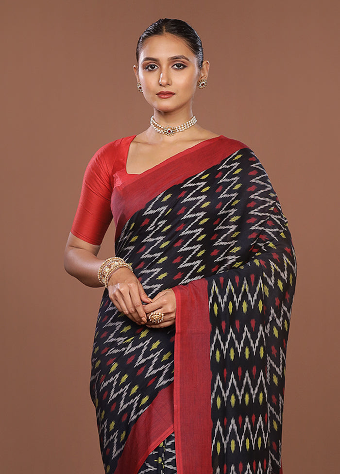 Black Ikkat Cotton Saree Without Blouse Piece