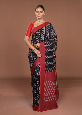 Black Ikkat Cotton Saree Without Blouse Piece
