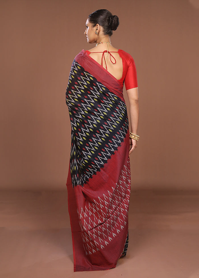 Black Ikkat Cotton Saree Without Blouse Piece