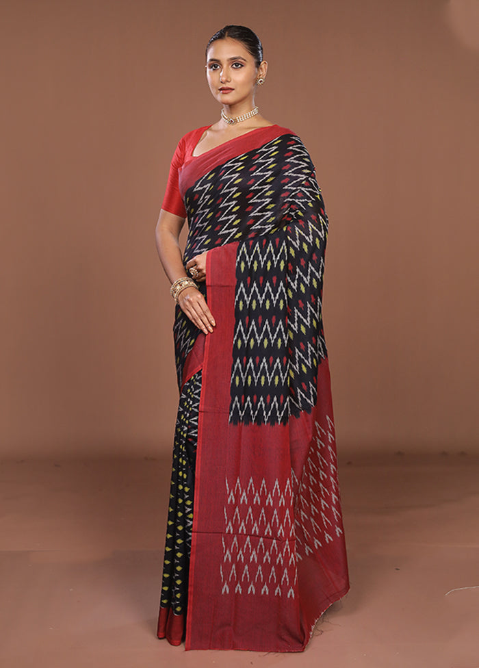 Black Ikkat Cotton Saree Without Blouse Piece