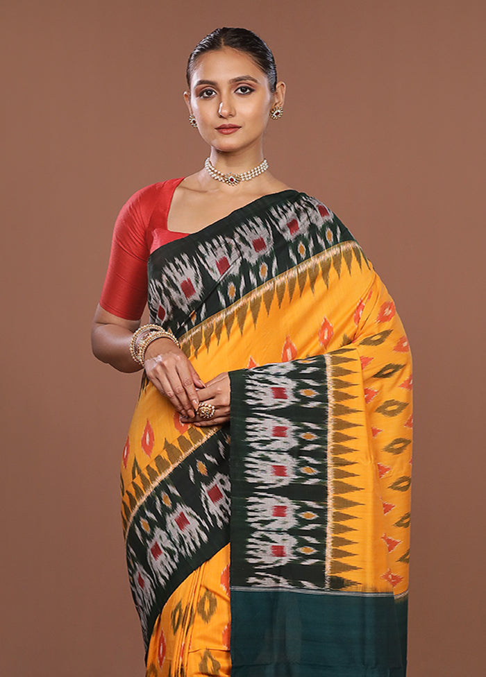 Yellow Ikkat Cotton Saree Without Blouse Piece