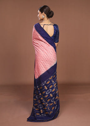 Pink Ikkat Cotton Saree Without Blouse Piece