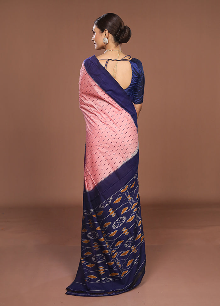 Pink Ikkat Cotton Saree Without Blouse Piece