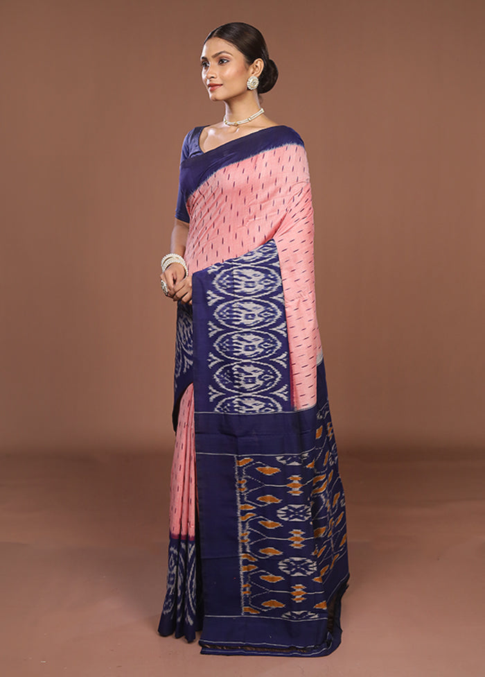 Pink Ikkat Cotton Saree Without Blouse Piece