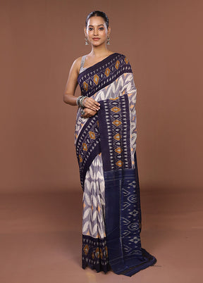 Purple Ikkat Silk Saree With Blouse Piece