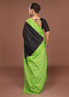 Black Ikkat Cotton Saree With Blouse Piece