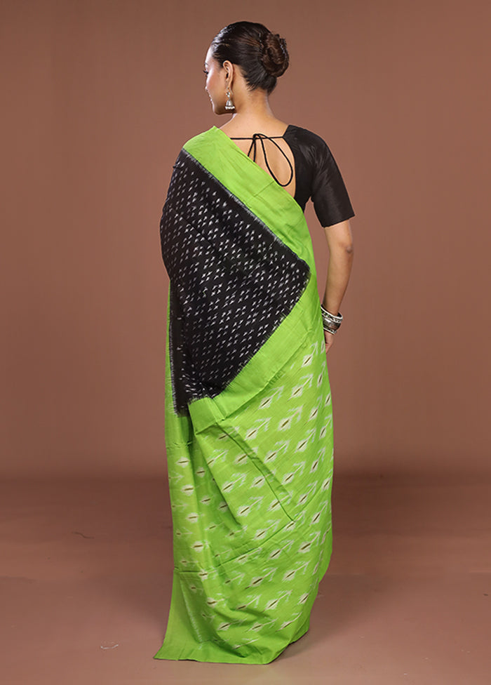 Black Ikkat Cotton Saree With Blouse Piece