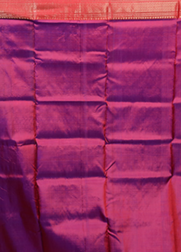 Blue Handloom Kanjivaram Pure Silk Saree With Blouse Piece