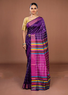 Blue Handloom Kanjivaram Pure Silk Saree With Blouse Piece