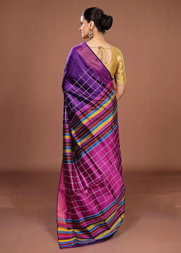Blue Handloom Kanjivaram Pure Silk Saree With Blouse Piece