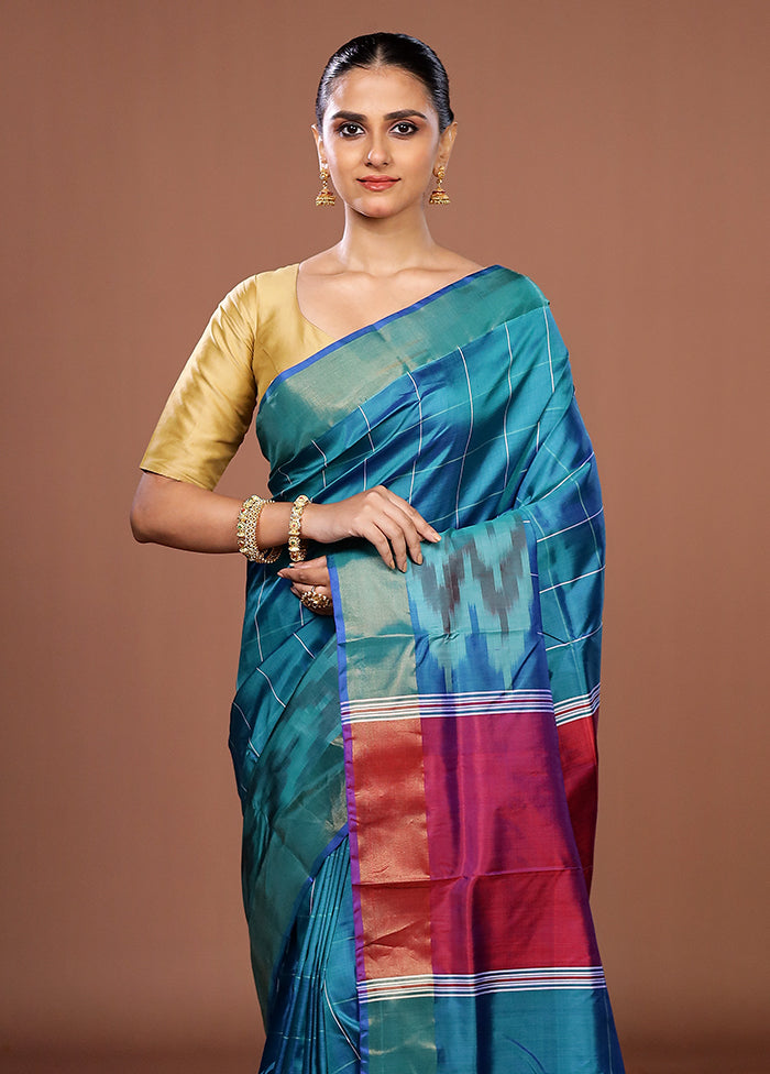 Green Handloom Kanjivaram Pure Silk Saree With Blouse Piece
