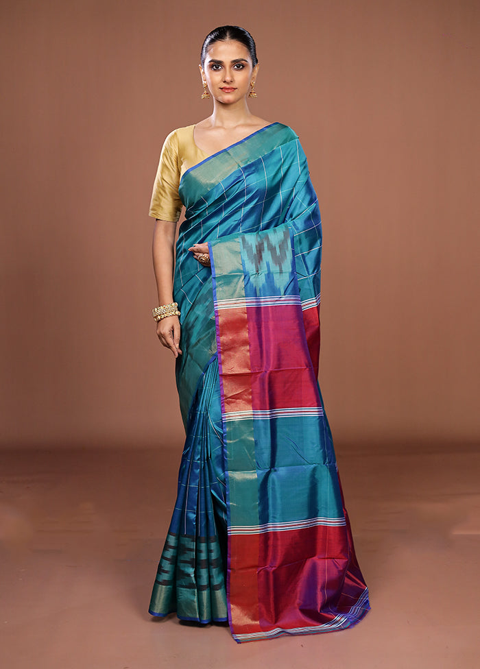 Green Handloom Kanjivaram Pure Silk Saree With Blouse Piece