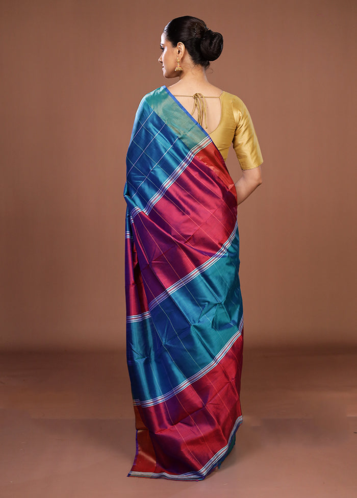 Green Handloom Kanjivaram Pure Silk Saree With Blouse Piece
