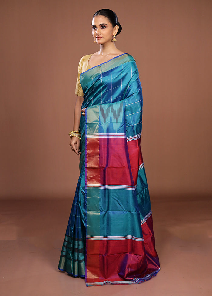 Green Handloom Kanjivaram Pure Silk Saree With Blouse Piece