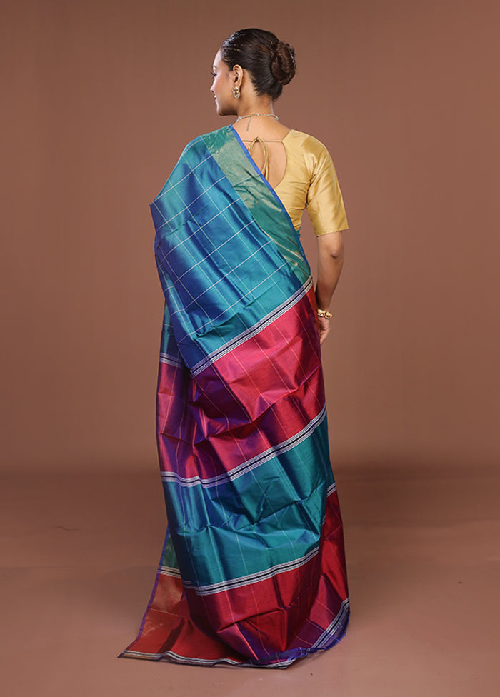 Green Handloom Kanjivaram Pure Silk Saree With Blouse Piece