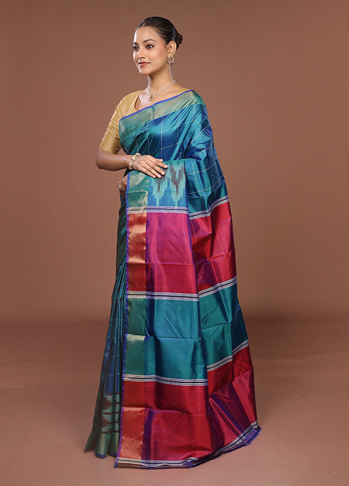 Green Handloom Kanjivaram Pure Silk Saree With Blouse Piece