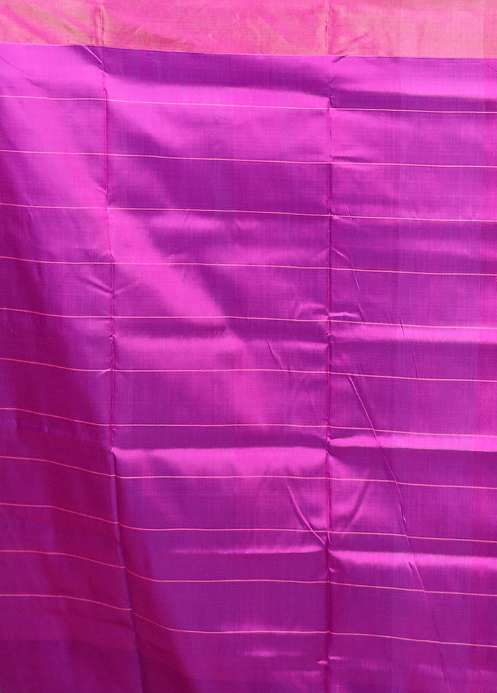 Blue Handloom Kanjivaram Pure Silk Saree With Blouse Piece