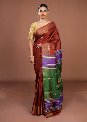 Multicolor Handloom Kanjivaram Pure Silk Saree With Blouse Piece