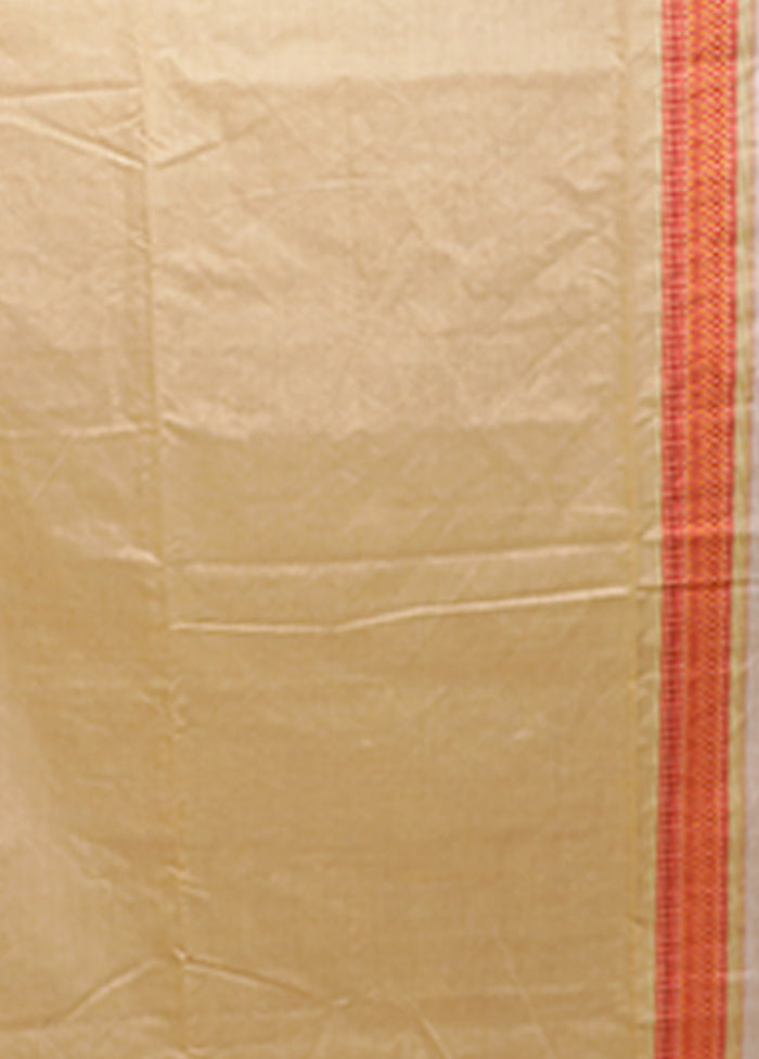 Cream Assam Silk Saree With Blouse Piece