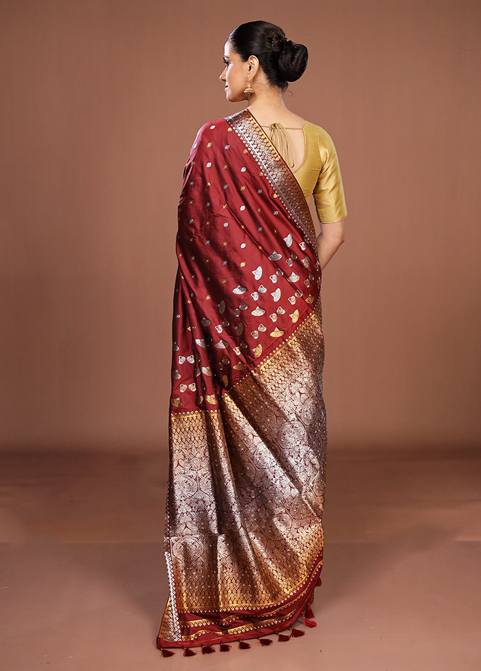 Red Assam Silk Saree With Blouse Piece