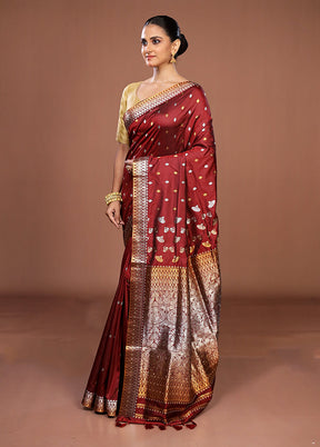 Red Assam Silk Saree With Blouse Piece