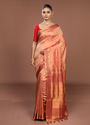Pink Assam Silk Saree With Blouse Piece