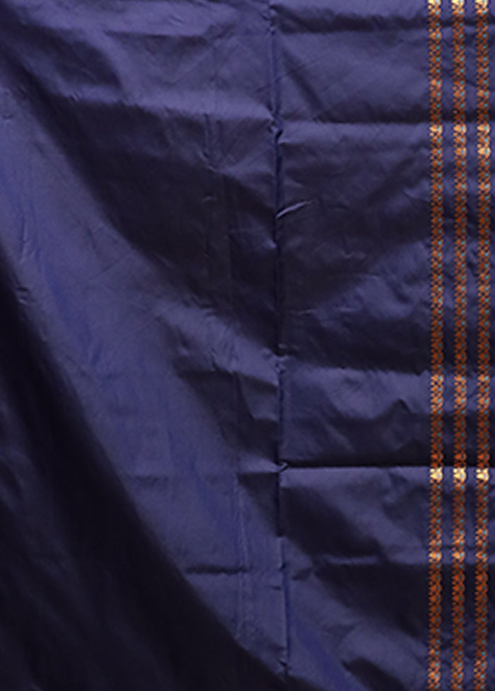 Blue Assam Silk Saree With Blouse Piece