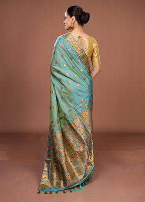 Green Assam Silk Saree With Blouse Piece